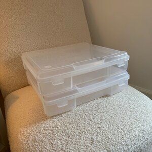 Set of 2 Container Store Large (14" x 14") Plastic Storage Boxes